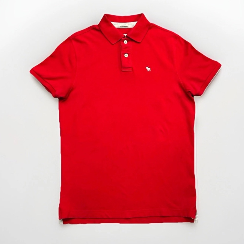 Abercrombie & Fitch Men's Muscle Fit Red Polo Short Sleeve Moose Logo Size XL